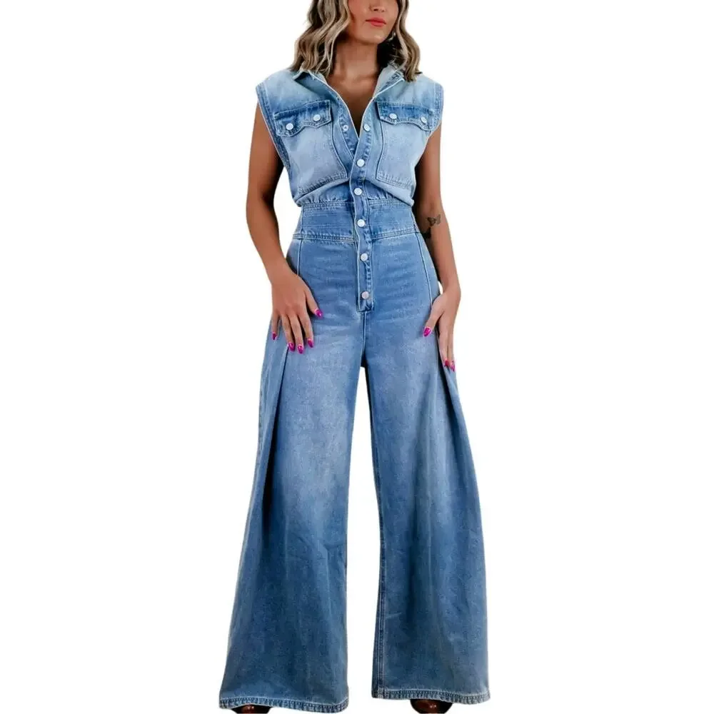 HYFVE – Doing The Most Denim Jumpsuit (Sold by ECB) – S - Picture 4 of 5